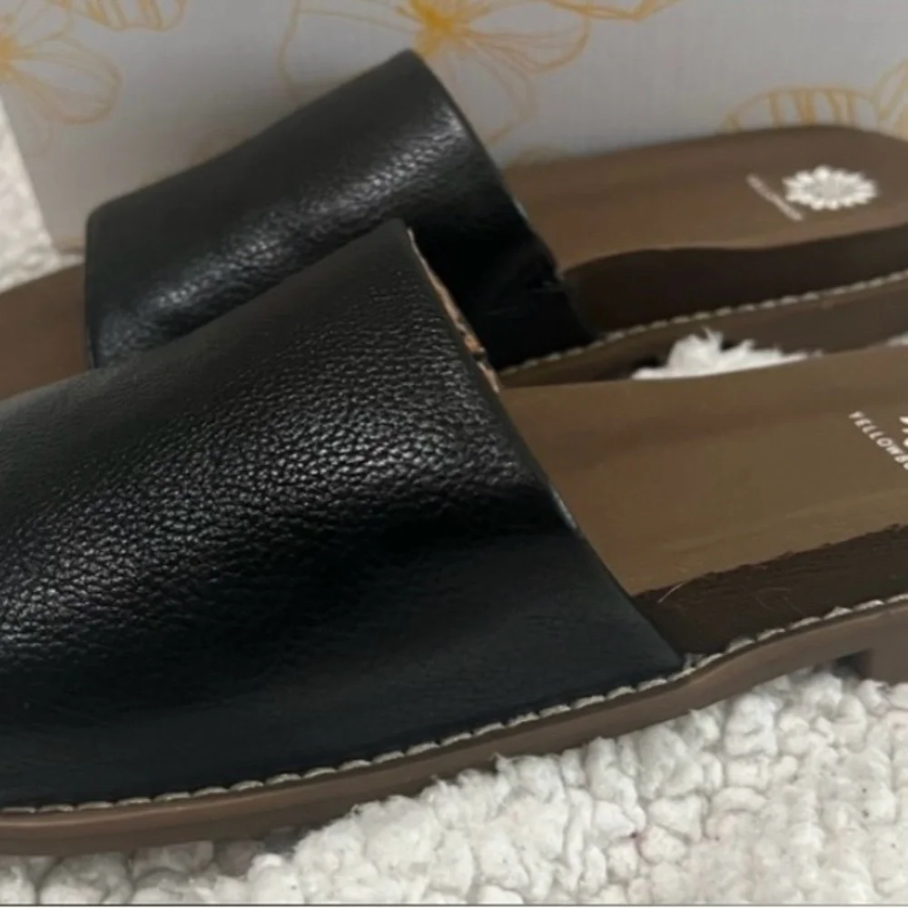 Yellow Box Black Slide Sandals for Women - Picture 2 of 6